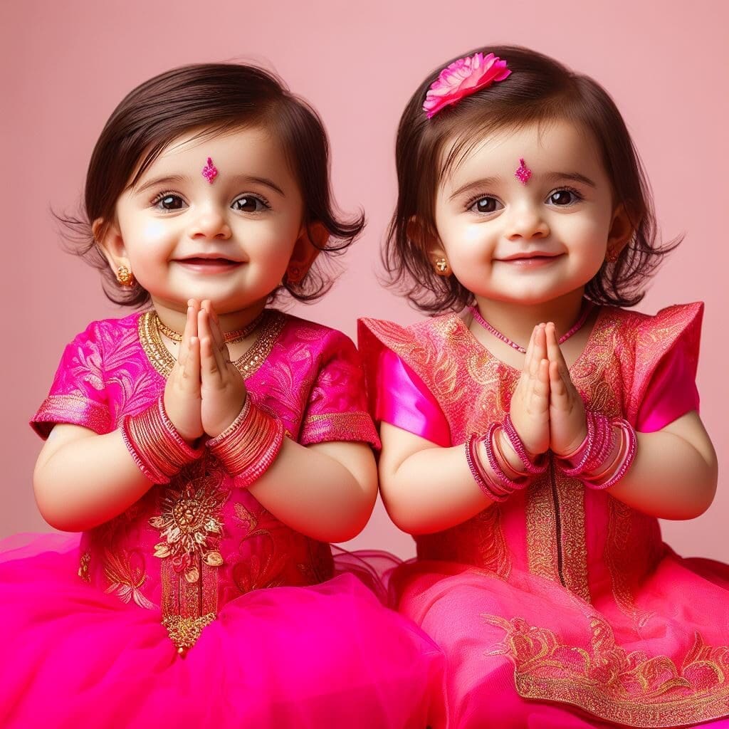 Two babies depicting noble qualities of truthfulness and goodness