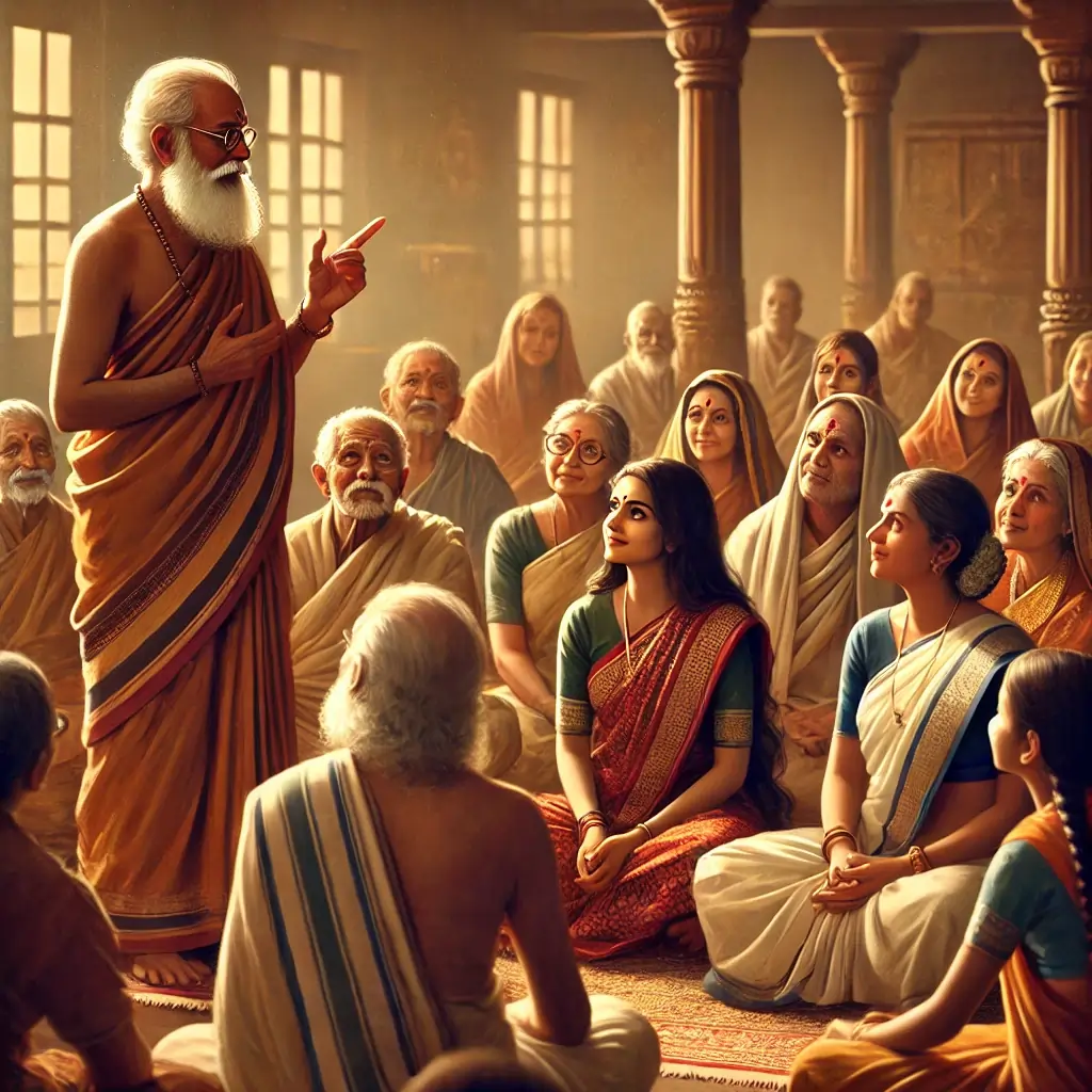 Sage interacting with Savithri and the other elderly people. DNA Astrology